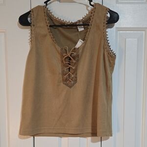 Lace-Up Tan Women's Top